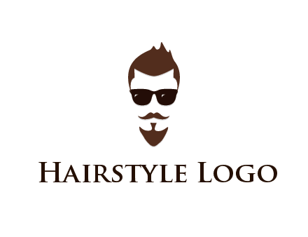 man with well-groomed hair, beard and mustache for grooming services or barber shop logo