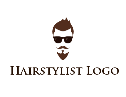 man with well-groomed hair, beard and mustache for grooming services or barber shop logo