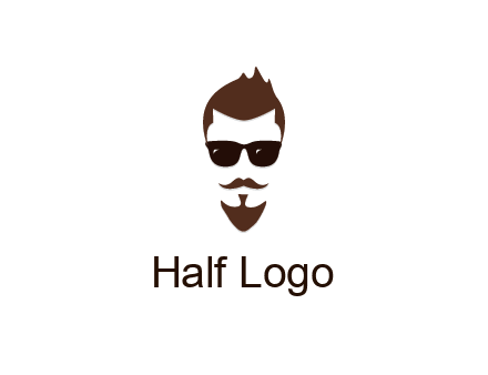 man with well-groomed hair, beard and mustache for grooming services or barber shop logo