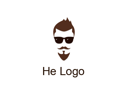 man with well-groomed hair, beard and mustache for grooming services or barber shop logo