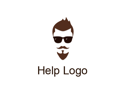 man with well-groomed hair, beard and mustache for grooming services or barber shop logo
