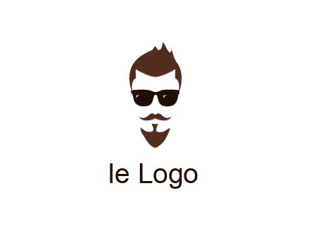 man with well-groomed hair, beard and mustache for grooming services or barber shop logo