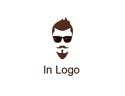 man with well-groomed hair, beard and mustache for grooming services or barber shop logo
