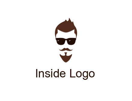 man with well-groomed hair, beard and mustache for grooming services or barber shop logo