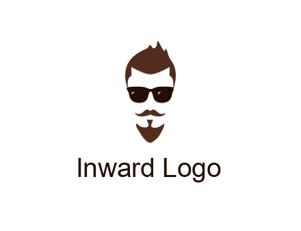 man with well-groomed hair, beard and mustache for grooming services or barber shop logo