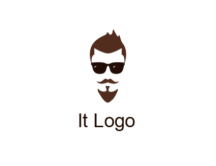 man with well-groomed hair, beard and mustache for grooming services or barber shop logo