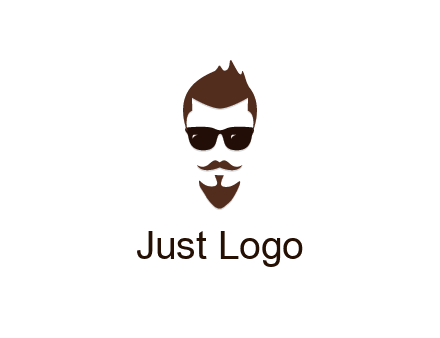 man with well-groomed hair, beard and mustache for grooming services or barber shop logo