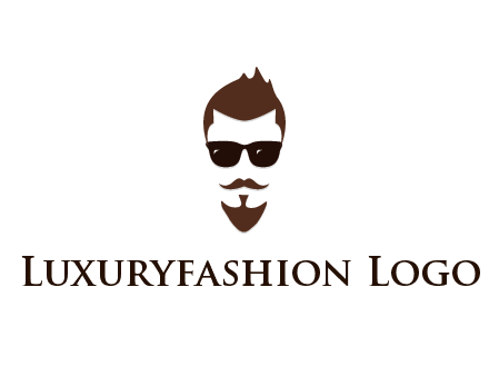 man with well-groomed hair, beard and mustache for grooming services or barber shop logo