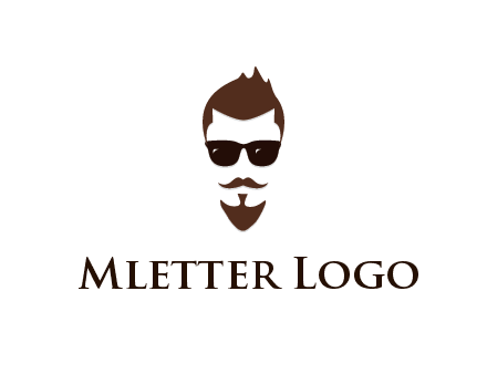 man with well-groomed hair, beard and mustache for grooming services or barber shop logo