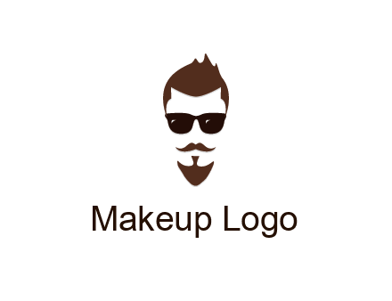 man with well-groomed hair, beard and mustache for grooming services or barber shop logo