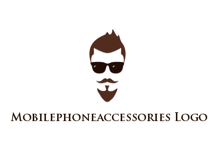 man with well-groomed hair, beard and mustache for grooming services or barber shop logo