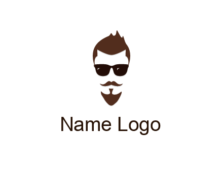 man with well-groomed hair, beard and mustache for grooming services or barber shop logo