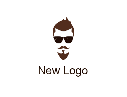 man with well-groomed hair, beard and mustache for grooming services or barber shop logo