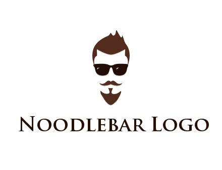man with well-groomed hair, beard and mustache for grooming services or barber shop logo