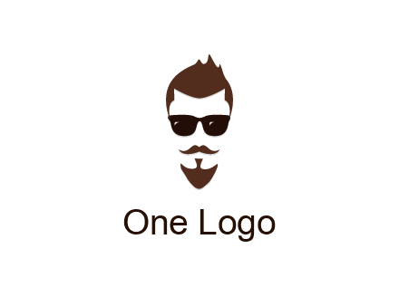 man with well-groomed hair, beard and mustache for grooming services or barber shop logo