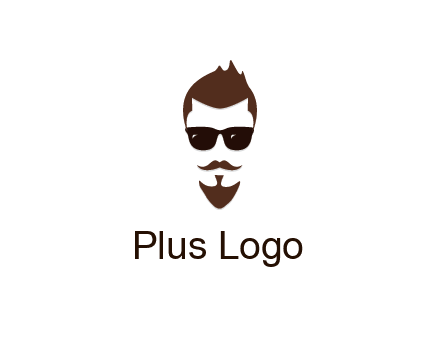 man with well-groomed hair, beard and mustache for grooming services or barber shop logo