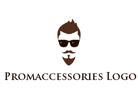 man with well-groomed hair, beard and mustache for grooming services or barber shop logo