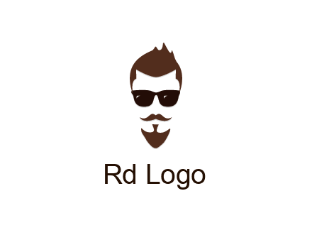 man with well-groomed hair, beard and mustache for grooming services or barber shop logo