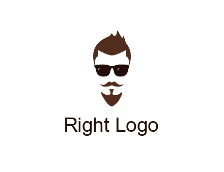 man with well-groomed hair, beard and mustache for grooming services or barber shop logo