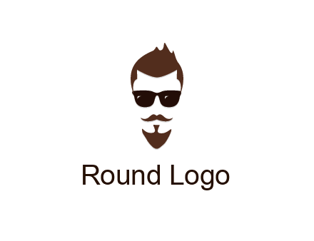 man with well-groomed hair, beard and mustache for grooming services or barber shop logo