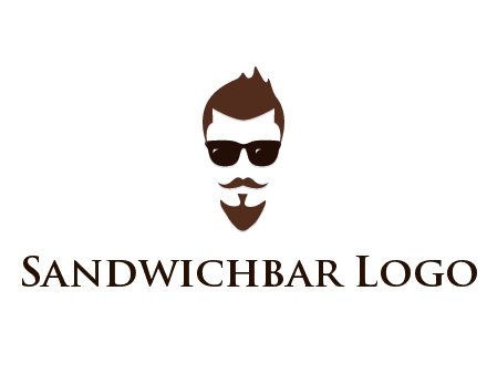 man with well-groomed hair, beard and mustache for grooming services or barber shop logo