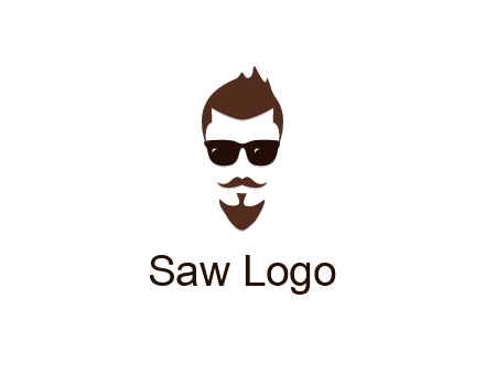 man with well-groomed hair, beard and mustache for grooming services or barber shop logo