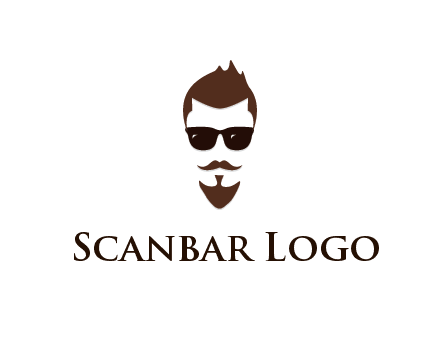 man with well-groomed hair, beard and mustache for grooming services or barber shop logo