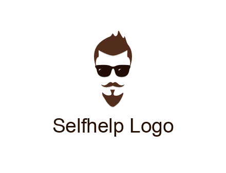 man with well-groomed hair, beard and mustache for grooming services or barber shop logo
