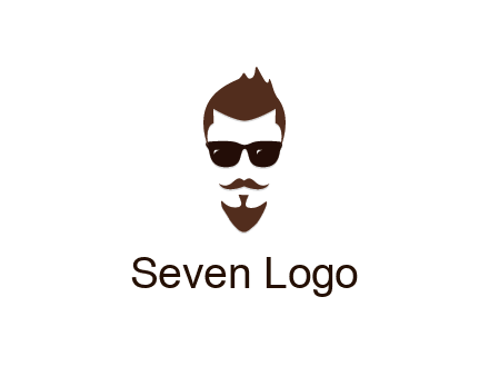 man with well-groomed hair, beard and mustache for grooming services or barber shop logo