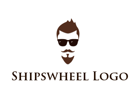 man with well-groomed hair, beard and mustache for grooming services or barber shop logo
