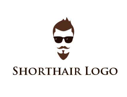man with well-groomed hair, beard and mustache for grooming services or barber shop logo