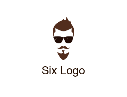 man with well-groomed hair, beard and mustache for grooming services or barber shop logo