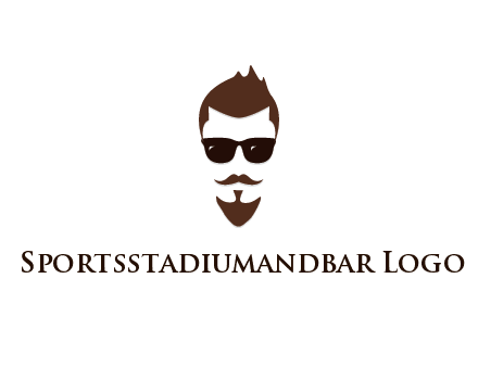 man with well-groomed hair, beard and mustache for grooming services or barber shop logo