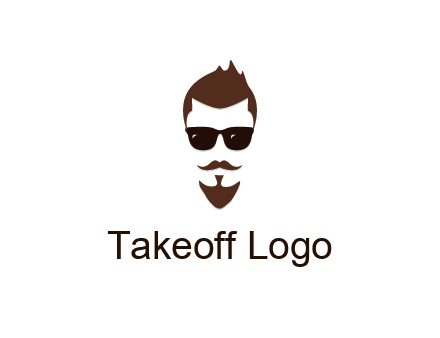 man with well-groomed hair, beard and mustache for grooming services or barber shop logo