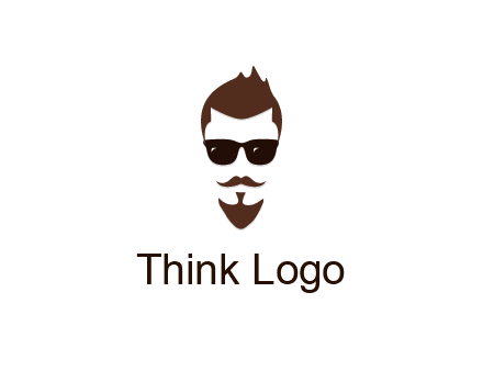 man with well-groomed hair, beard and mustache for grooming services or barber shop logo