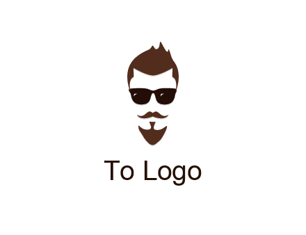man with well-groomed hair, beard and mustache for grooming services or barber shop logo