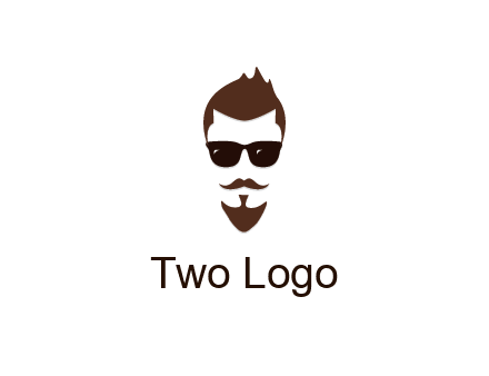 man with well-groomed hair, beard and mustache for grooming services or barber shop logo