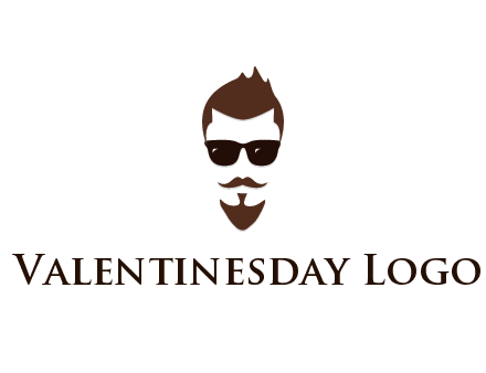 man with well-groomed hair, beard and mustache for grooming services or barber shop logo