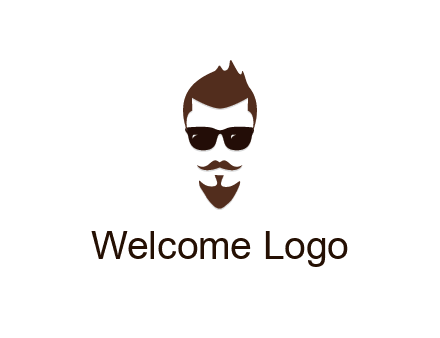 man with well-groomed hair, beard and mustache for grooming services or barber shop logo