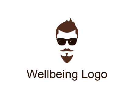 man with well-groomed hair, beard and mustache for grooming services or barber shop logo