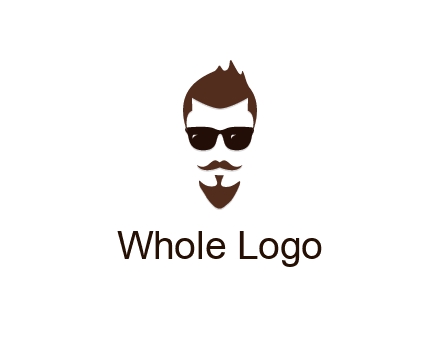 man with well-groomed hair, beard and mustache for grooming services or barber shop logo