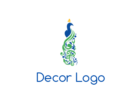 peacock illustration for beauty logo