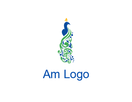 peacock illustration for beauty logo