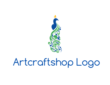 peacock illustration for beauty logo