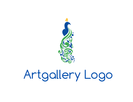 peacock illustration for beauty logo