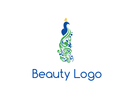 peacock illustration for beauty logo