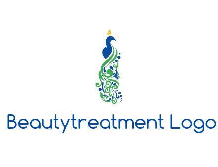 peacock illustration for beauty logo