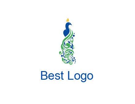 peacock illustration for beauty logo
