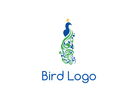 peacock illustration for beauty logo