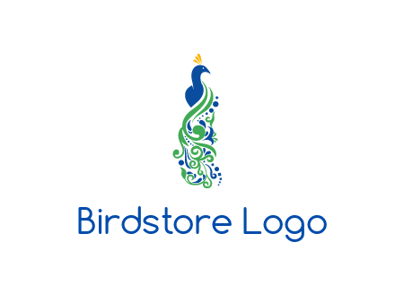 peacock illustration for beauty logo